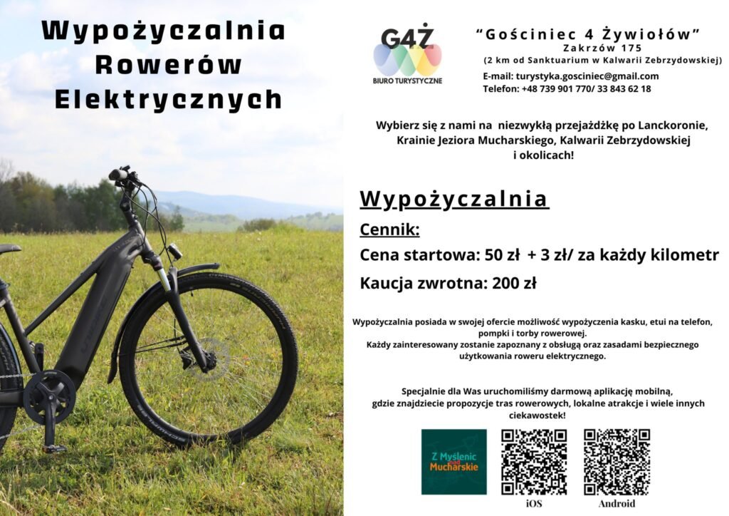 rowery elektryczne jezioro mucharskie